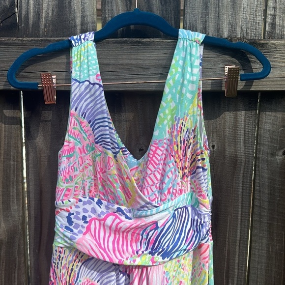 Lilly Pulitzer SLOANE MAXI DRESS Roar Of The Seas Multi Floral Coral Sz XS - Picture 3 of 6